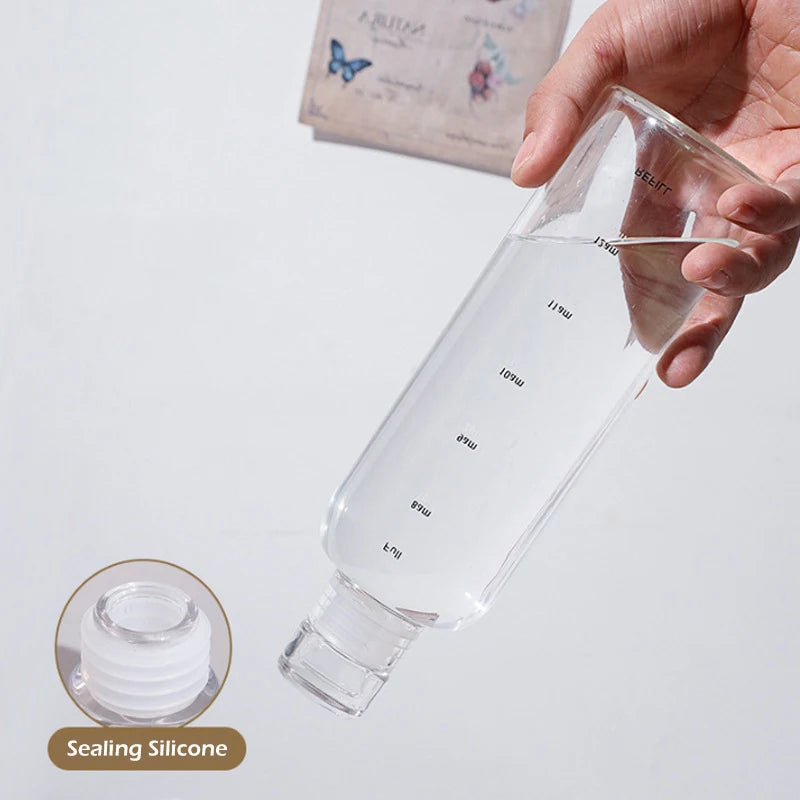 500/750Ml Transparent Plastic Water Bottle Time Marker Creative Large Capacity Leakproof Milk Cup Drinkware Kid School Gym Sport