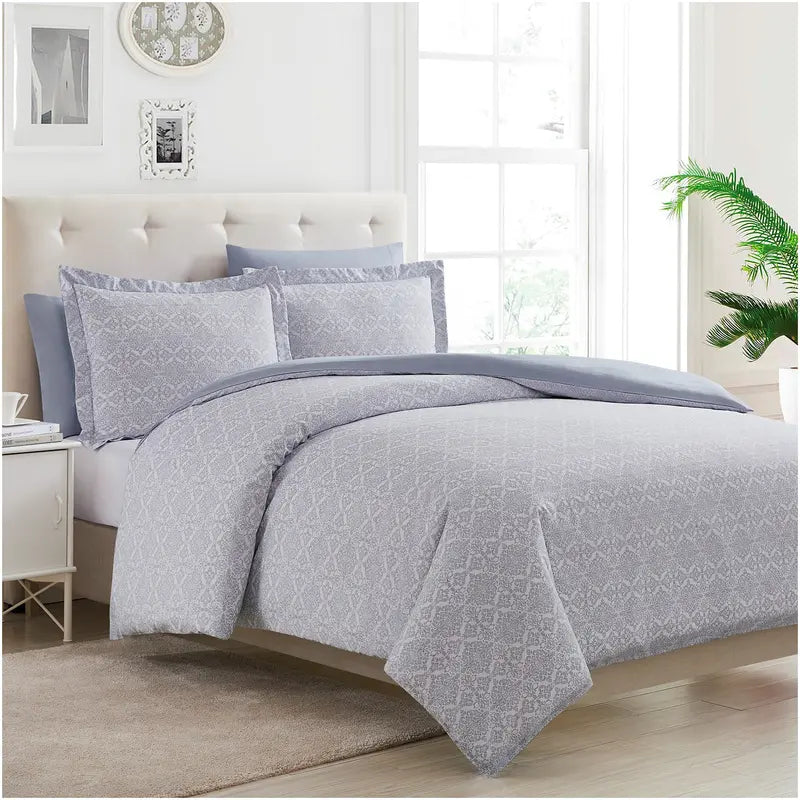 Mellanni Duvet Cover Set - 5-Pc Iconic Collection - Soft, Breathable Microfiber Is Cooling & Machine Washable - Wrinkle, Fade, Stain Resistant