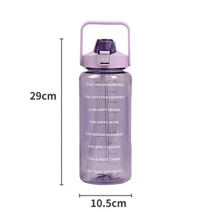 2000Ml Sports Drinking Bottles with Time Marker Men Women Water Bottle with Straw Large Capacity Outdoor Cup Fitness Drinkware