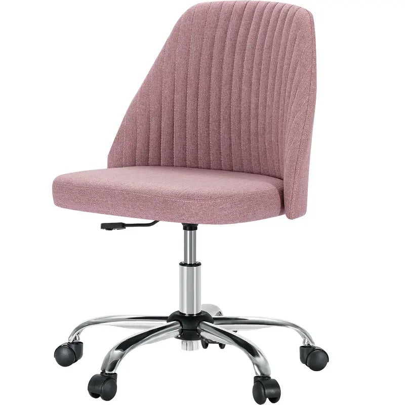 Sweetcrispy plus Armless Office Chair Cute Desk Chair, Modern Fabric Home Office Desk Chairs with Wheels Adjustable Swivel Task Computer Vanity Chair for Small Spaces