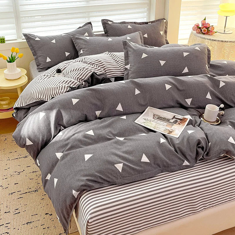 4 Pieces,100% Cotton Bedding Set,Four Piece Bed Sheet Comforter Comforter Set,Modern Fashion Couple Bed Comforter Set