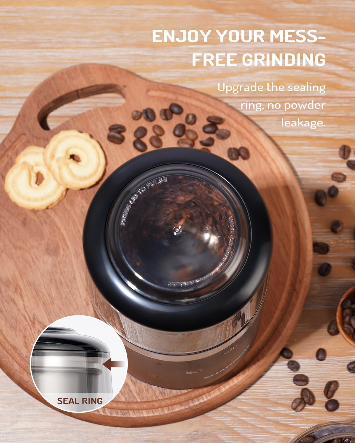 Electric Coffee Grinder with Removable Stainless Steel Bowl