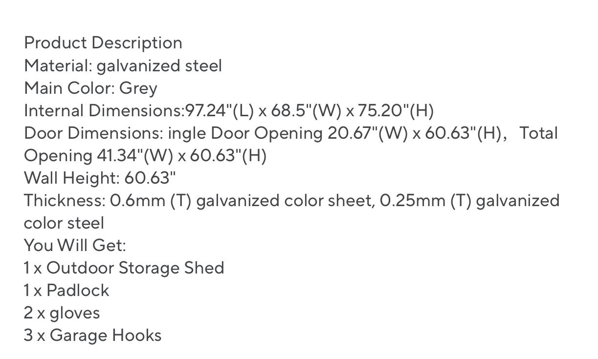 Storage Shed with Double Lockable Doors