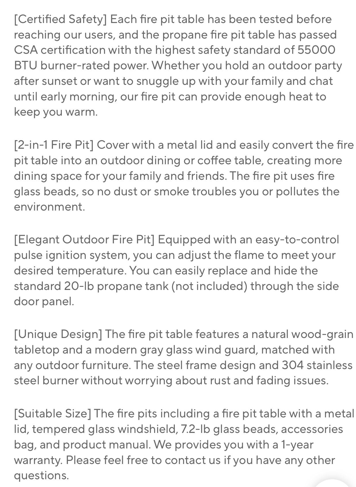 Propane Fire Pit Table