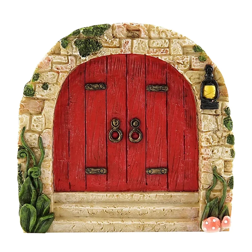 Wood Miniature Fairy Gnome Window Door Elf Home Creative Tree Door Home Children'S Toys Garden Decoration Miniatures