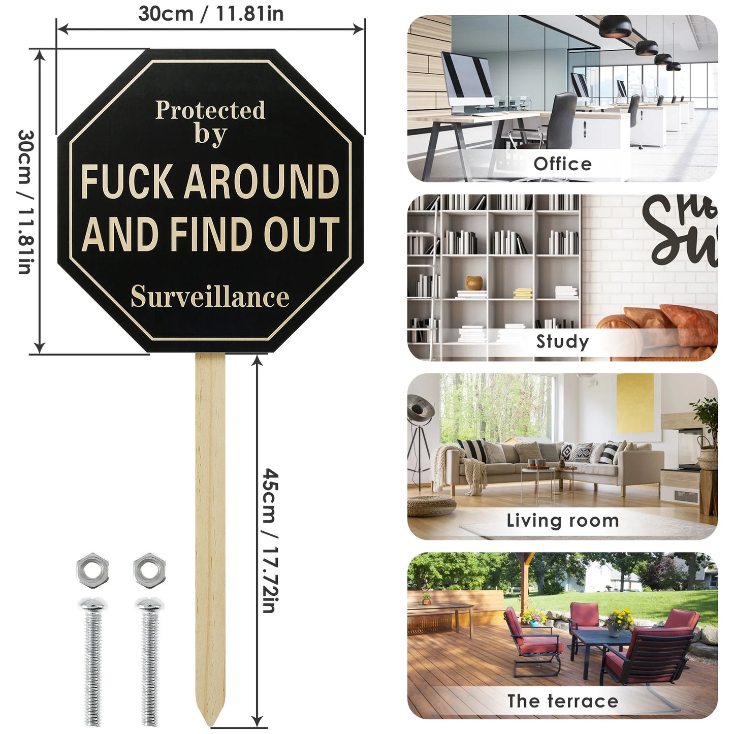 Yard Sign with Stake Fuck around and Find Out Wooden Yard Logo Sign Durable Funny Prank Signs Reusable Front Door Decoration