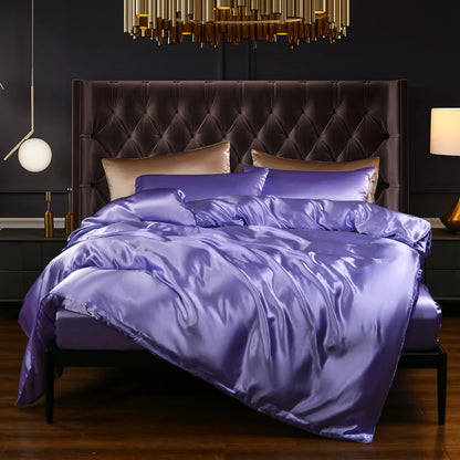 Silk Bedding Sets Bedclothes Solid Duvet Cover with Pillowcase Home Textile Comforter Set Twin/ King/ Full Bed Set Queen Size