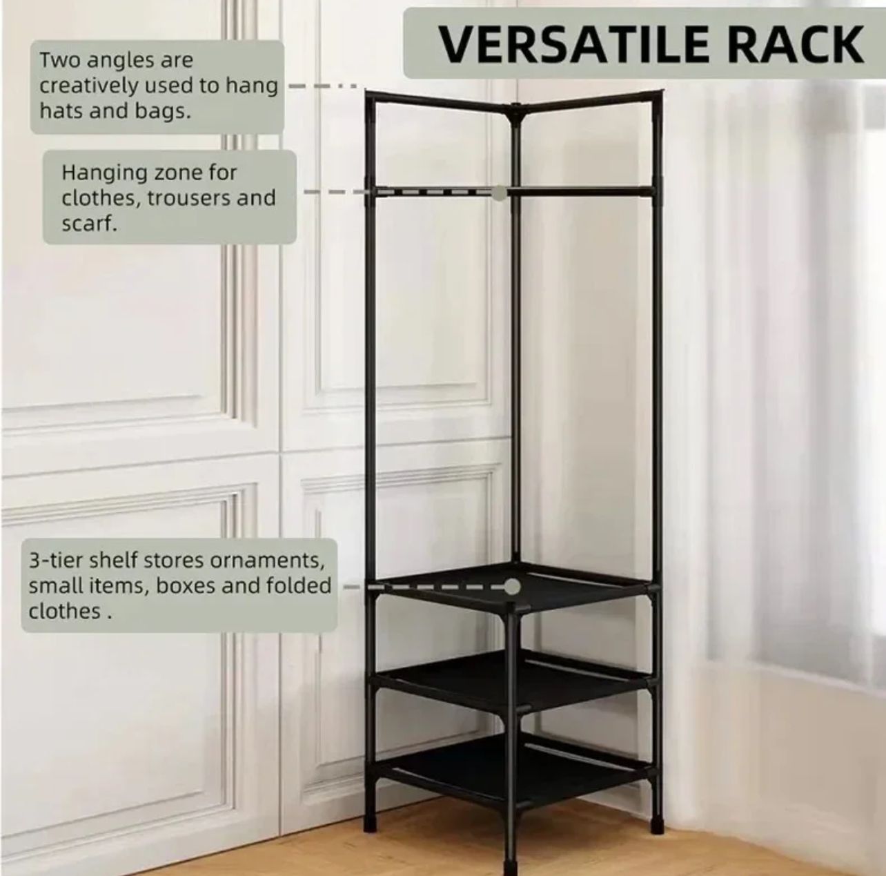 Corner Clothes Rack Stand Organizer