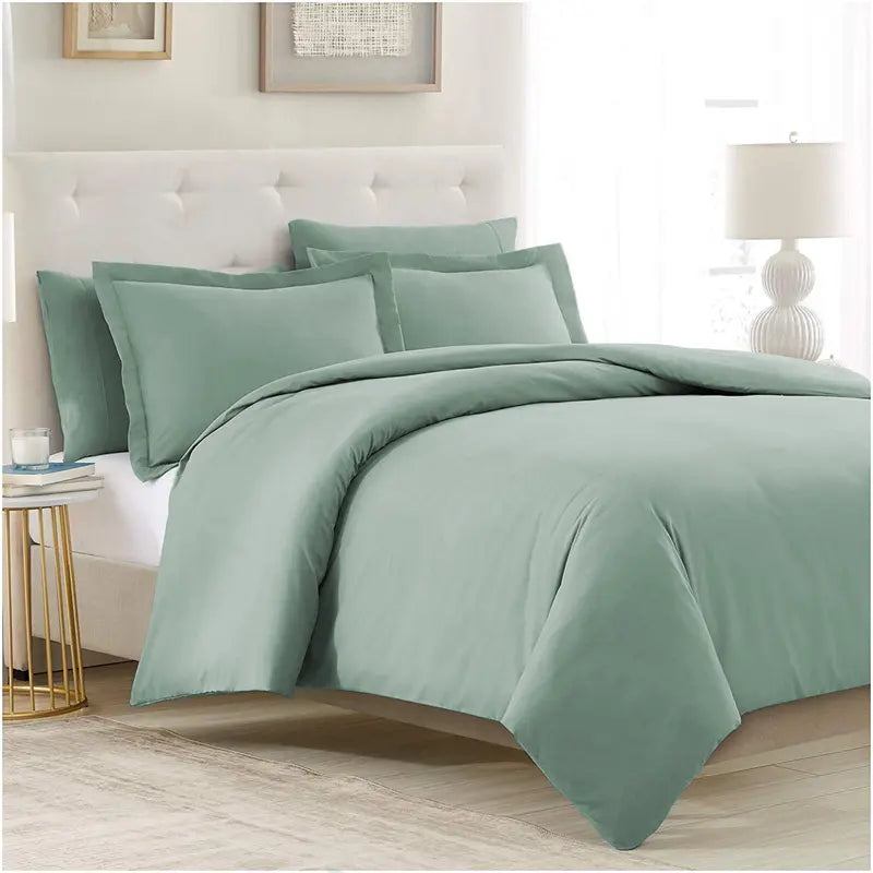 Mellanni Duvet Cover Set - 5-Pc Iconic Collection - Soft, Breathable Microfiber Is Cooling & Machine Washable - Wrinkle, Fade, Stain Resistant