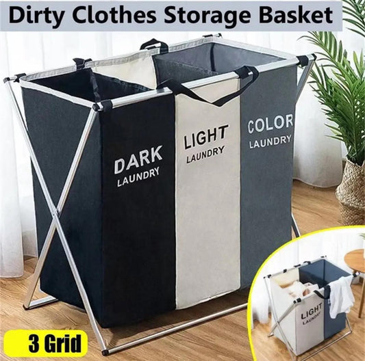 Three Grid Foldable Laundry Basket