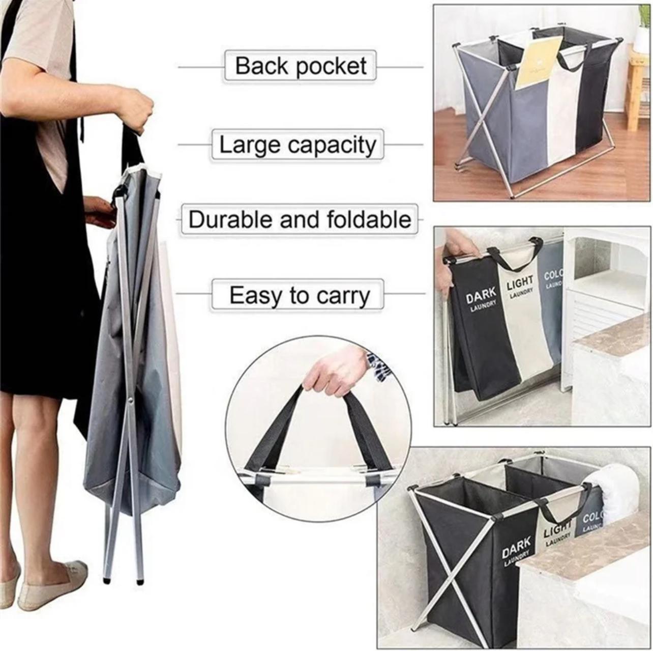 Three Grid Foldable Laundry Basket