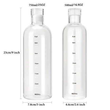 500/750Ml Transparent Plastic Water Bottle Time Marker Creative Large Capacity Leakproof Milk Cup Drinkware Kid School Gym Sport