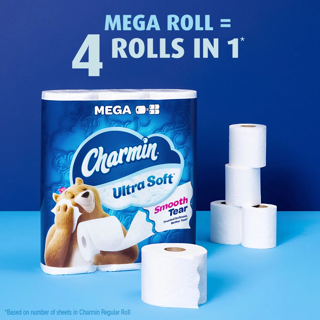 Ultra Soft Toilet Paper 12 Mega Rolls, 224 Sheets per Roll