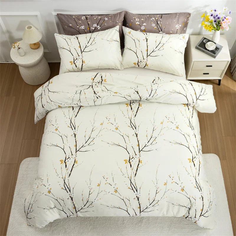 Bedding Setbedding Set Tree Branch Printing Bedding with Pillowcases Soft Lightweight down Alternative Summer Bedding Sets