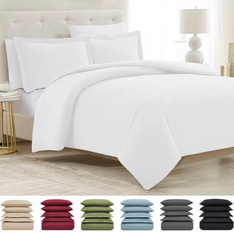 Mellanni Duvet Cover Set - 5-Pc Iconic Collection - Soft, Breathable Microfiber Is Cooling & Machine Washable - Wrinkle, Fade, Stain Resistant