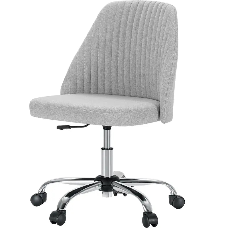 Sweetcrispy plus Armless Office Chair Cute Desk Chair, Modern Fabric Home Office Desk Chairs with Wheels Adjustable Swivel Task Computer Vanity Chair for Small Spaces