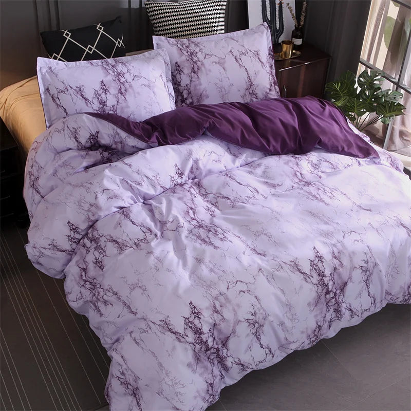 Marble 3Pcs 100% Polyester Duvet Cover Set Granite Surface with Stormy Natural Mineral Stone Pattern Comforter Cover