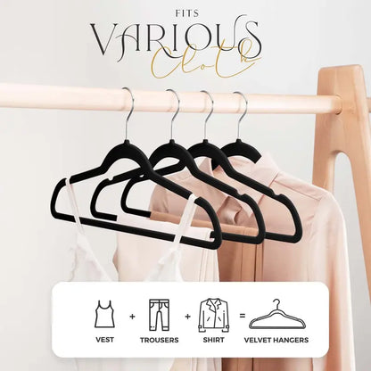 HOUSE DAY Velvet Hangers, Premium Clothes Hangers Non-Slip Felt Hangers, Sturdy Black Hangers Heavy Duty Coat Hangers, Durable Suit Hangers for Space Saving, No Hanger Marks 360 Rotating