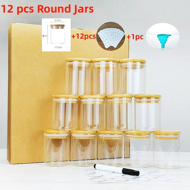 12 Pcs Square or round Glass Food Storage Containers 