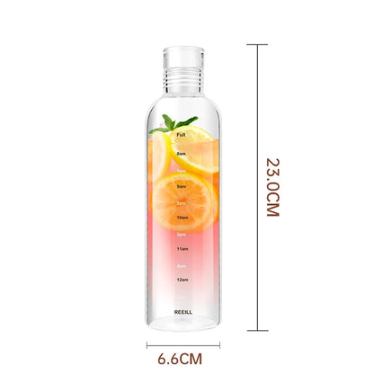 500/750Ml Transparent Plastic Water Bottle Time Marker Creative Large Capacity Leakproof Milk Cup Drinkware Kid School Gym Sport