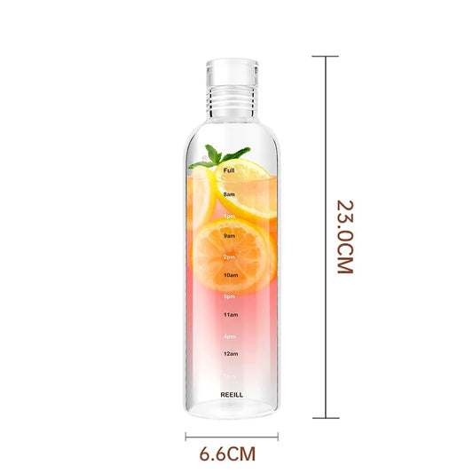 500/750Ml Transparent Plastic Water Bottle Time Marker Creative Large Capacity Leakproof Milk Cup Drinkware Kid School Gym Sport