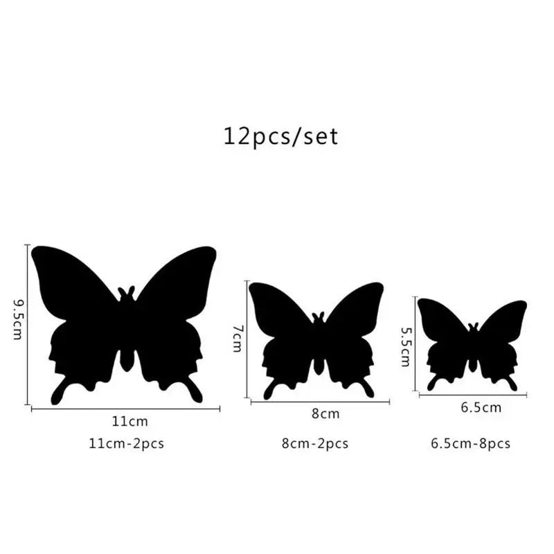 12Pcs/Lot PVC 3D Mirrors Butterfly Decorative Stakes Wind Spinners Garden Decorations Simulation Butterfly