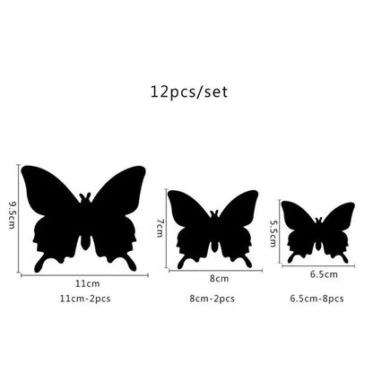 12Pcs/Lot PVC 3D Mirrors Butterfly Decorative Stakes Wind Spinners Garden Decorations Simulation Butterfly