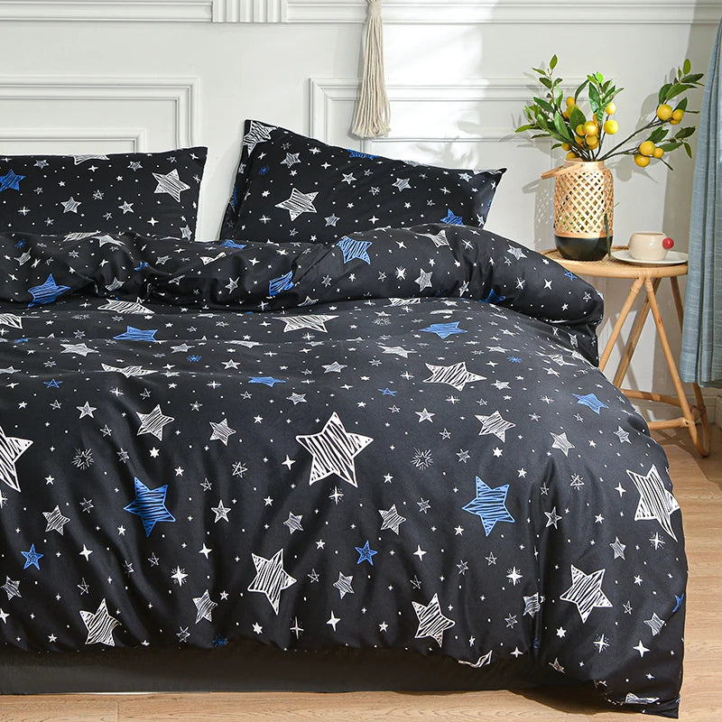 Black and White Bedding Set for Double Bed Sabanas Cama Matrimonial Queen/King Comforter Sets Single Duvet Cover with Pillowcase