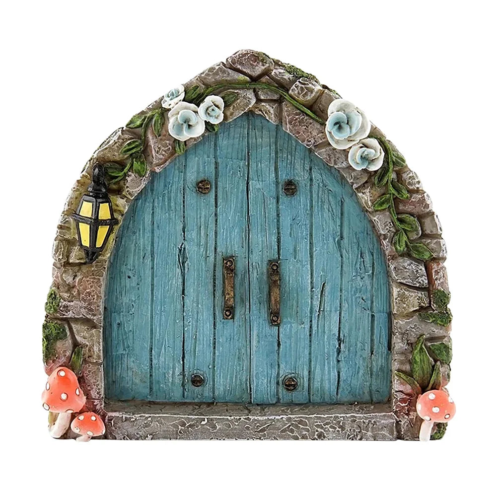 Wood Miniature Fairy Gnome Window Door Elf Home Creative Tree Door Home Children'S Toys Garden Decoration Miniatures