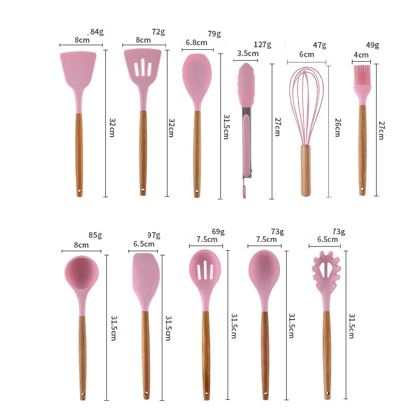 Kitchen Silicone Wooden Handle Kitchenware, Pot Shovel, Soup Spoon, Leaky Spoon, Cooking Tools, Kitchenware, Tableware