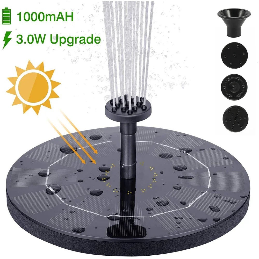 Solar Fountain Pump Floating Solar Panel Bird Baths Water Fountain with 4 Nozzles for Garden Outdoor Water Pool Pond Decor