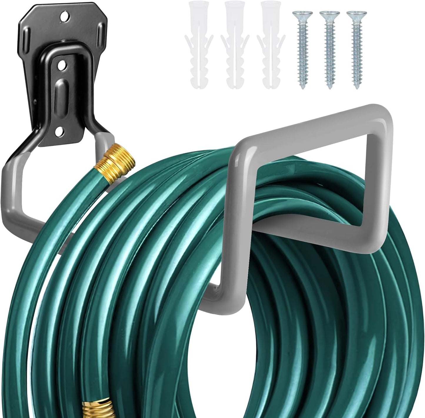 Heavy Duty Metal Garden Hose Holder - Wall Mounted Water Hose Hanger for Outdoor Yard