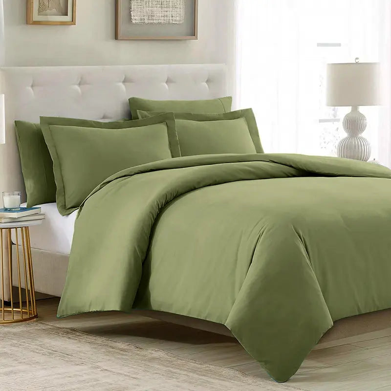 Mellanni Duvet Cover Set - 5-Pc Iconic Collection - Soft, Breathable Microfiber Is Cooling & Machine Washable - Wrinkle, Fade, Stain Resistant