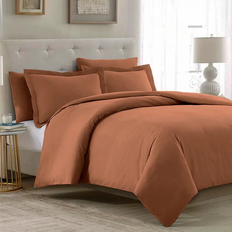 Mellanni Duvet Cover Set - 5-Pc Iconic Collection - Soft, Breathable Microfiber Is Cooling & Machine Washable - Wrinkle, Fade, Stain Resistant