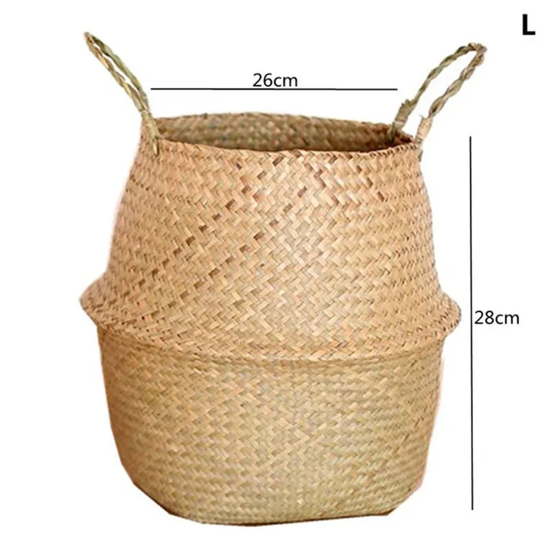 Straw Weaving Flower Plant Pot Basket Grass Planter Basket Indoor Outdoor Flower Pot Cover Plant Containers for Plantable Plants