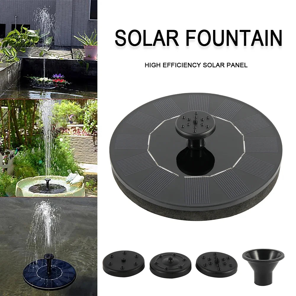 Solar Fountain Pump Floating Solar Panel Bird Baths Water Fountain with 4 Nozzles for Garden Outdoor Water Pool Pond Decor