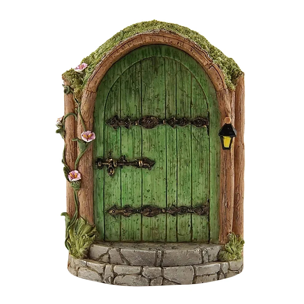 Wood Miniature Fairy Gnome Window Door Elf Home Creative Tree Door Home Children'S Toys Garden Decoration Miniatures