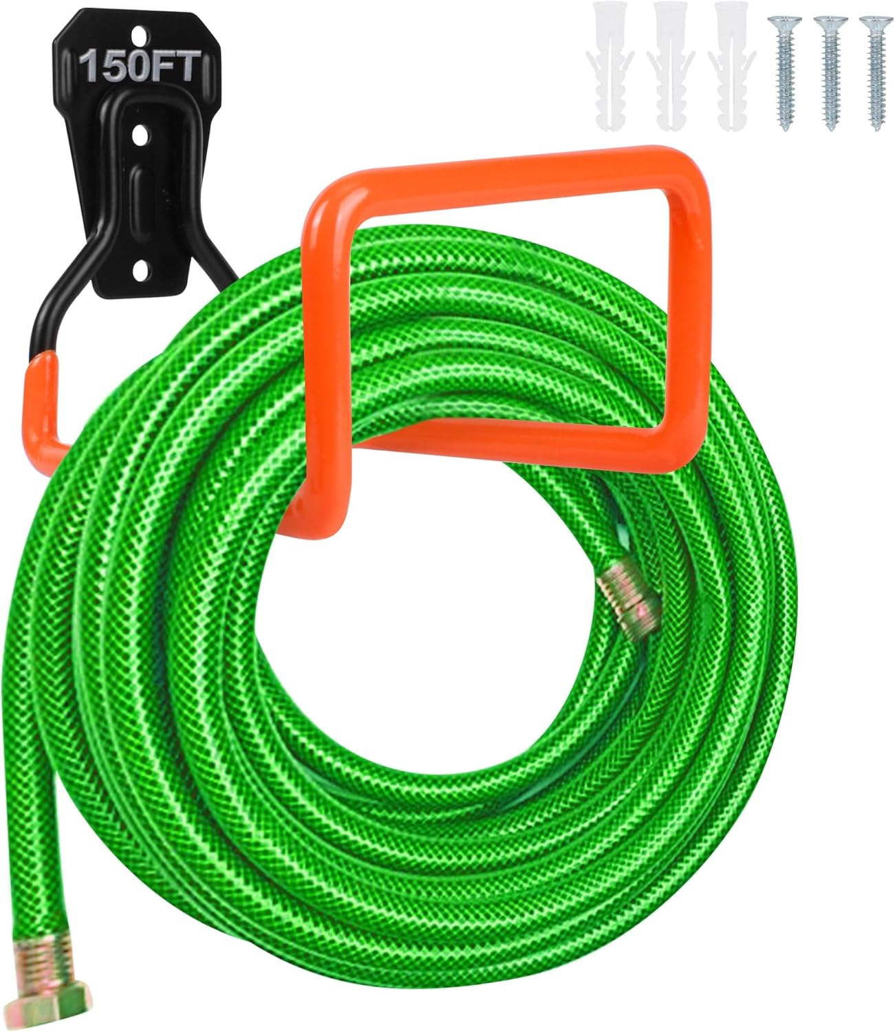 Heavy Duty Metal Garden Hose Holder - Wall Mounted Water Hose Hanger for Outdoor Yard