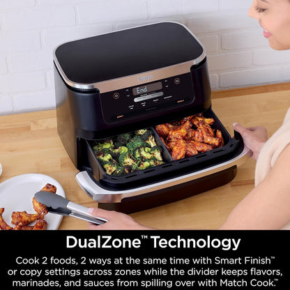 Foodi 6-In-1 Dualzone Flexbasket Air Fryer with 7-Quart Megazone, Basket Divider, and Smart Finish - Black