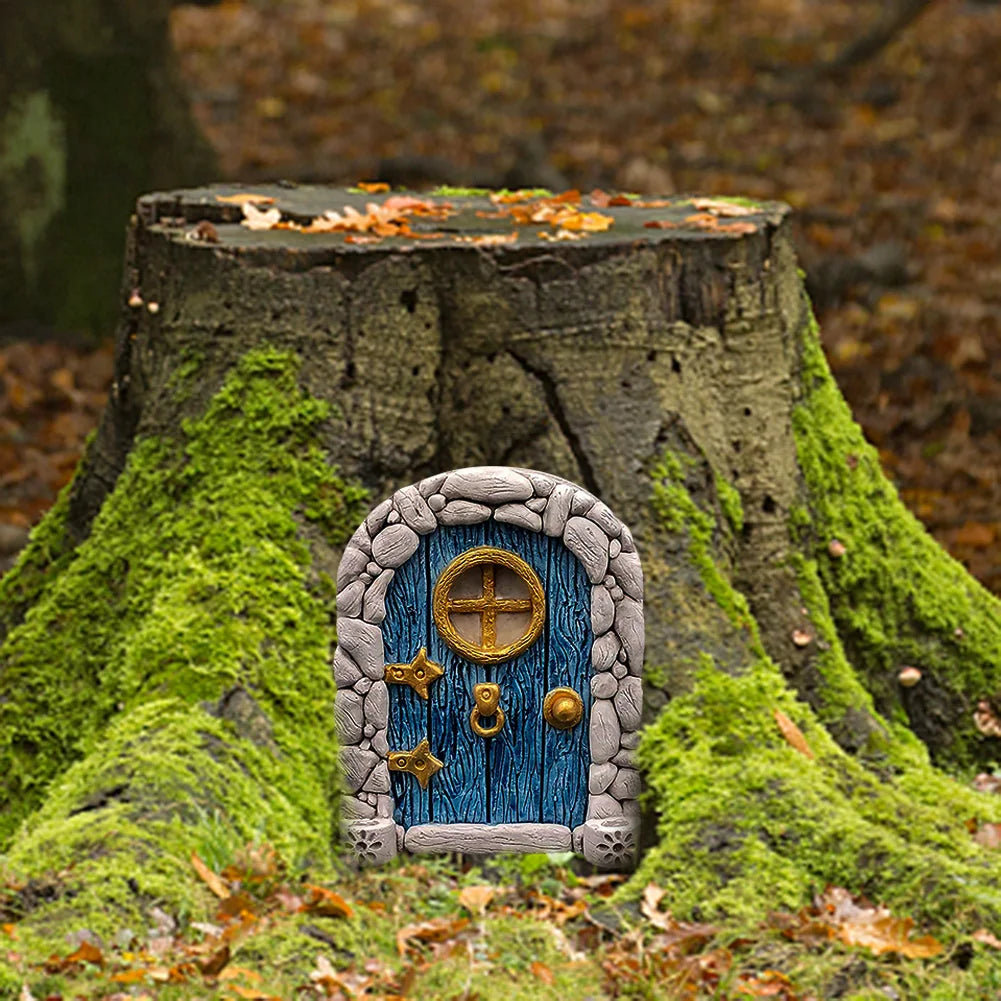 Wood Miniature Fairy Gnome Window Door Elf Home Creative Tree Door Home Children'S Toys Garden Decoration Miniatures