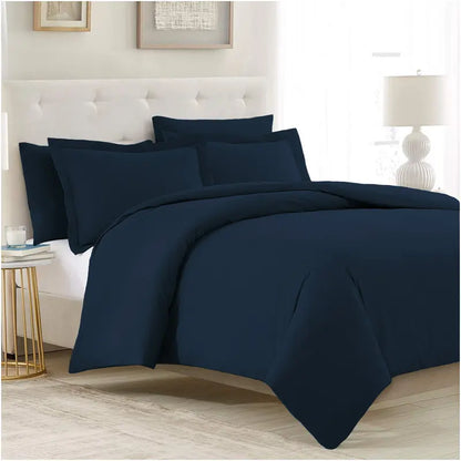 Mellanni Duvet Cover Set - 5-Pc Iconic Collection - Soft, Breathable Microfiber Is Cooling & Machine Washable - Wrinkle, Fade, Stain Resistant