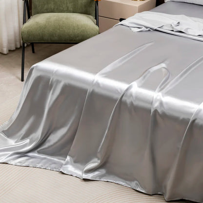 Solid Color Satin Sheet and Pillowcase Set，Luxurious Bedding Ensemble with a Silky Sheen，Twin/Full/Queen/King Size