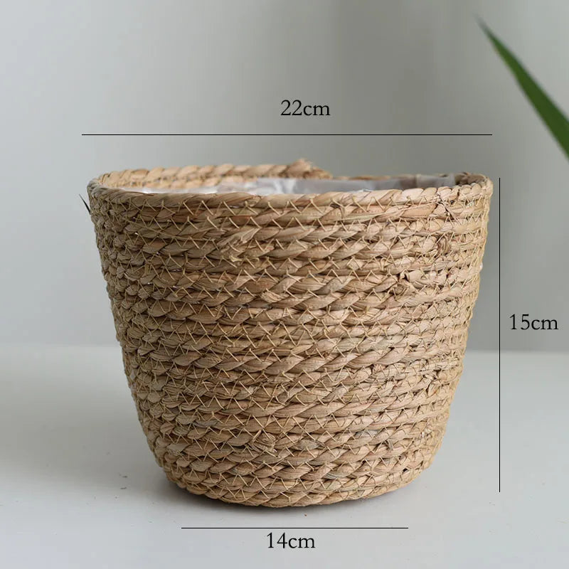 Straw Weaving Flower Plant Pot Basket Grass Planter Basket Indoor Outdoor Flower Pot Cover Plant Containers for Plantable Plants