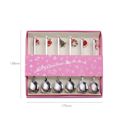 Wholesale Christmas Coffee Spoon & Fork Sets Coffee Stirring Spoon Creative Dessert Tea Spoon Shovel Christmas Gift Box