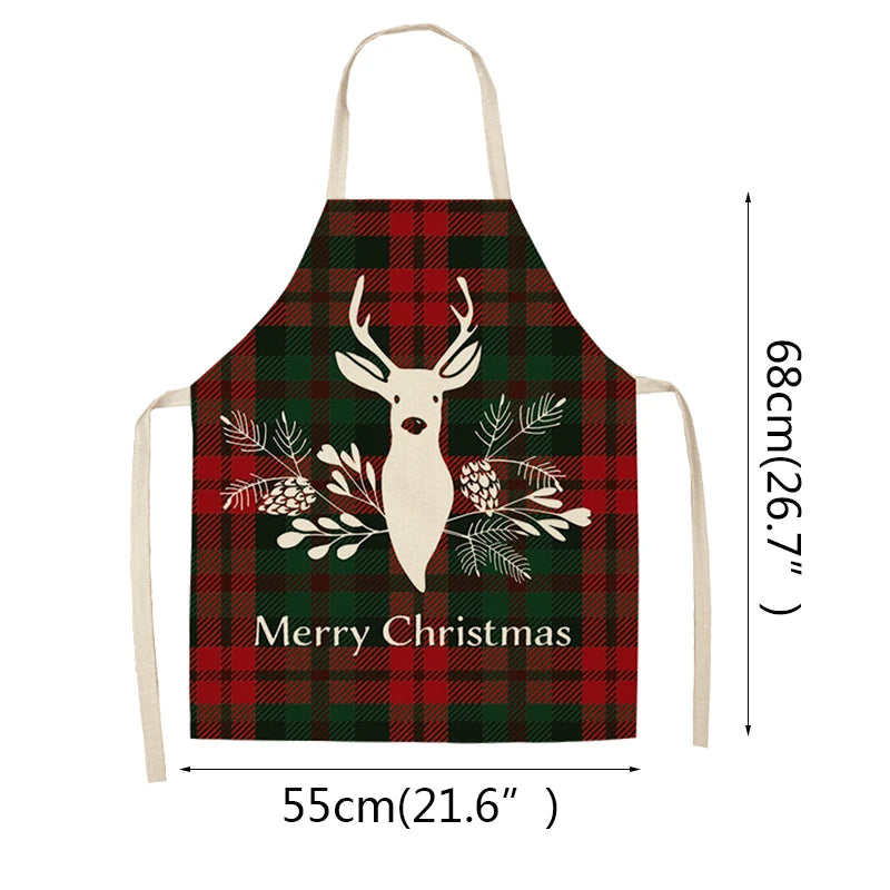 Linen Merry Christmas Apron Christmas Decorations for Home Kitchen Accessories 2024 Christmas Natal Navidad 2025 New Year Gifts