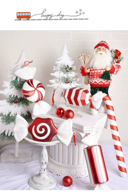 Christmas Large Candy Canes Christmas Tree Lollipop Decoration Ornaments White and Red Decorative for Home Party Decor Xmas Gift