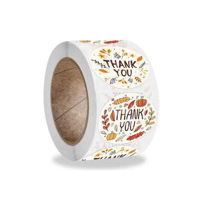 Roll Thanksgiving THANK YOU thanks sticker Pumpkin Autumn leaves Label 25MM