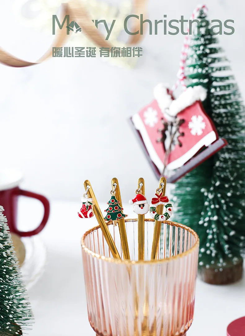 Wholesale Christmas Coffee Spoon & Fork Sets Coffee Stirring Spoon Creative Dessert Tea Spoon Shovel Christmas Gift Box