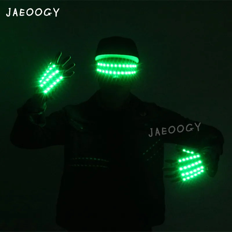 LED Glowing Gloves with Fluorescent Show, Creative Personality, Halloween, Christmas, Stage, DJ Singer, Performing, Personality