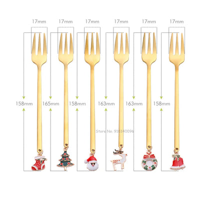 Wholesale Christmas Coffee Spoon & Fork Sets Coffee Stirring Spoon Creative Dessert Tea Spoon Shovel Christmas Gift Box